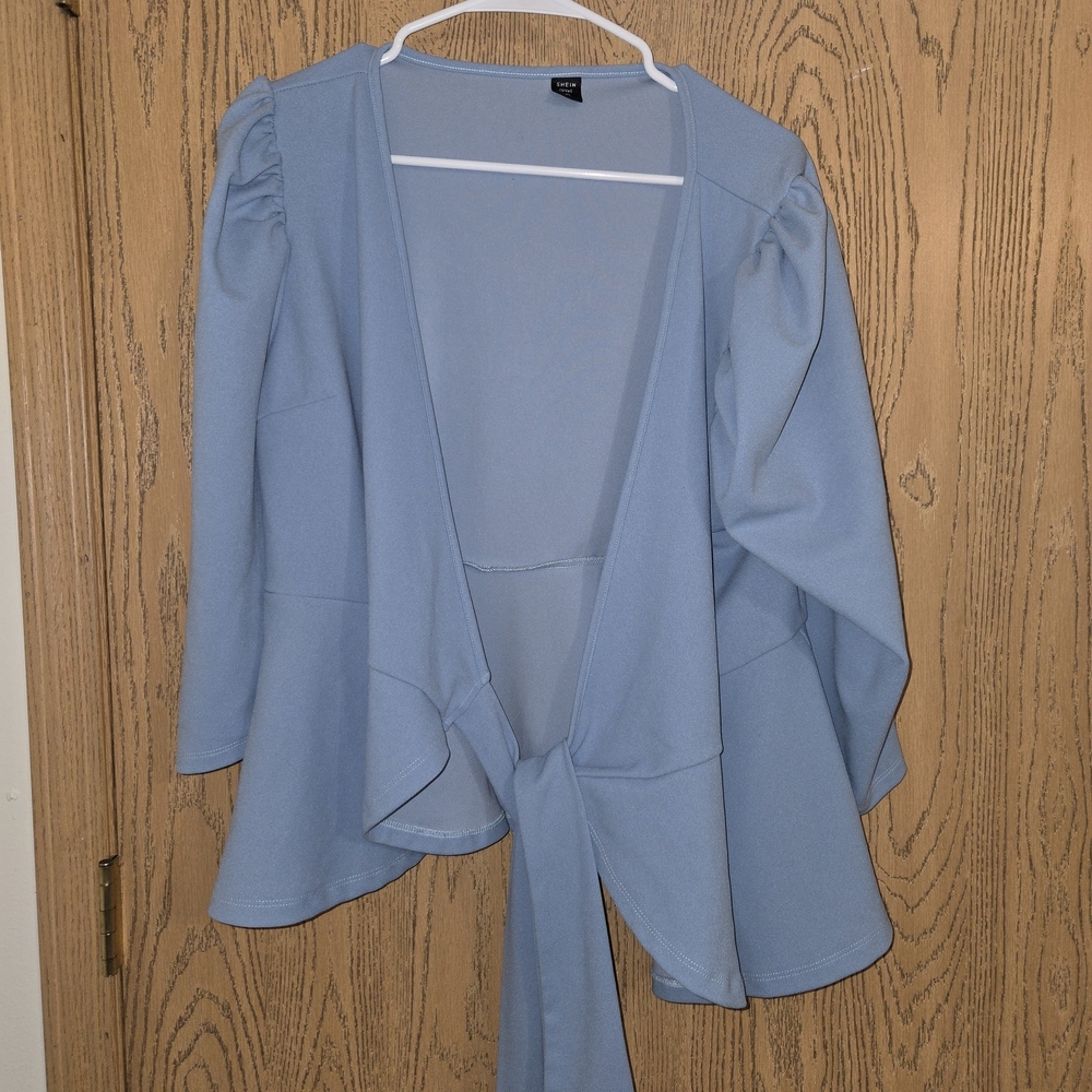 SHEIN Curve Soft Blue Cardigan